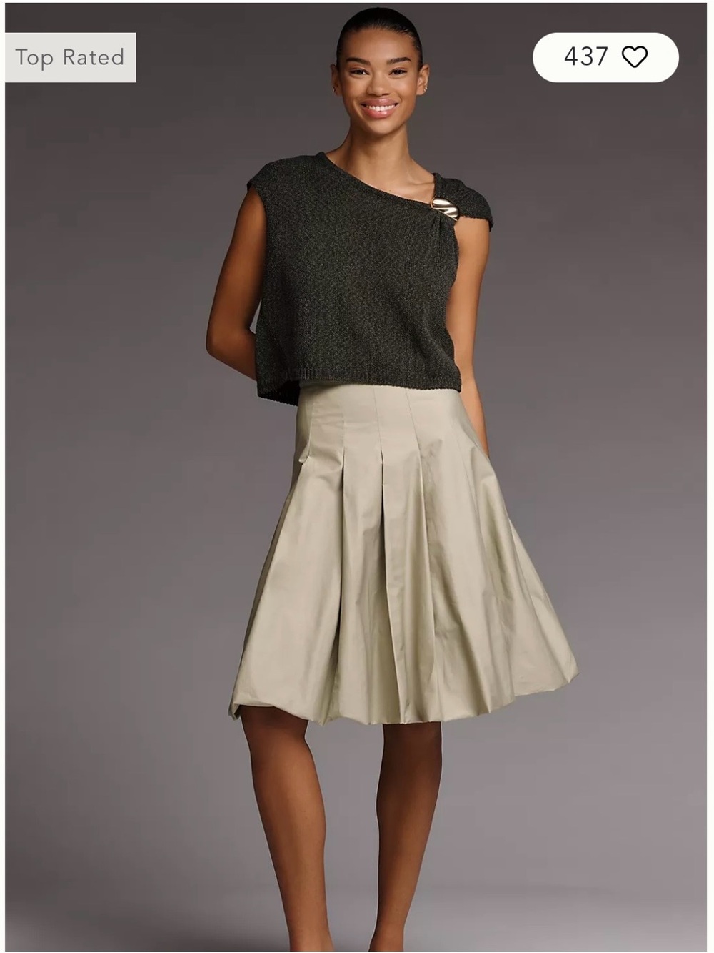 Anthropologie Dark Olive Knit Asymmetric Tank with Strap Detail